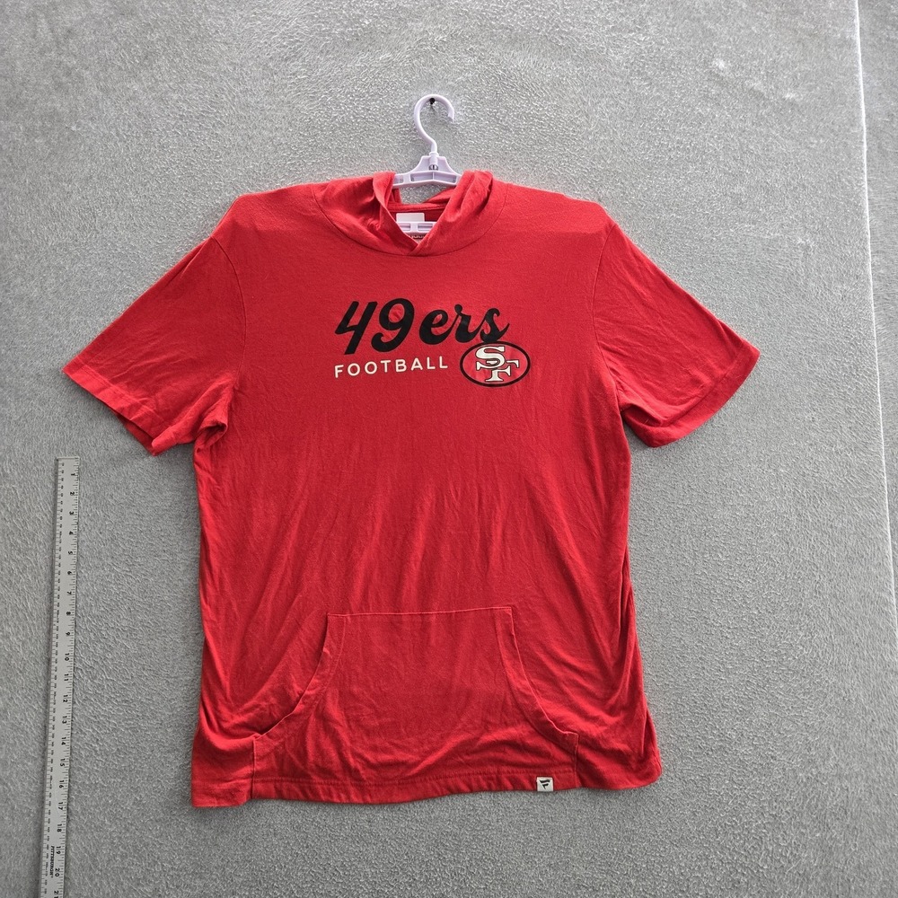 San Francisco‎ 49ers Men Shirt XL Red Fanatics Hooded Activewear Short Sleeve